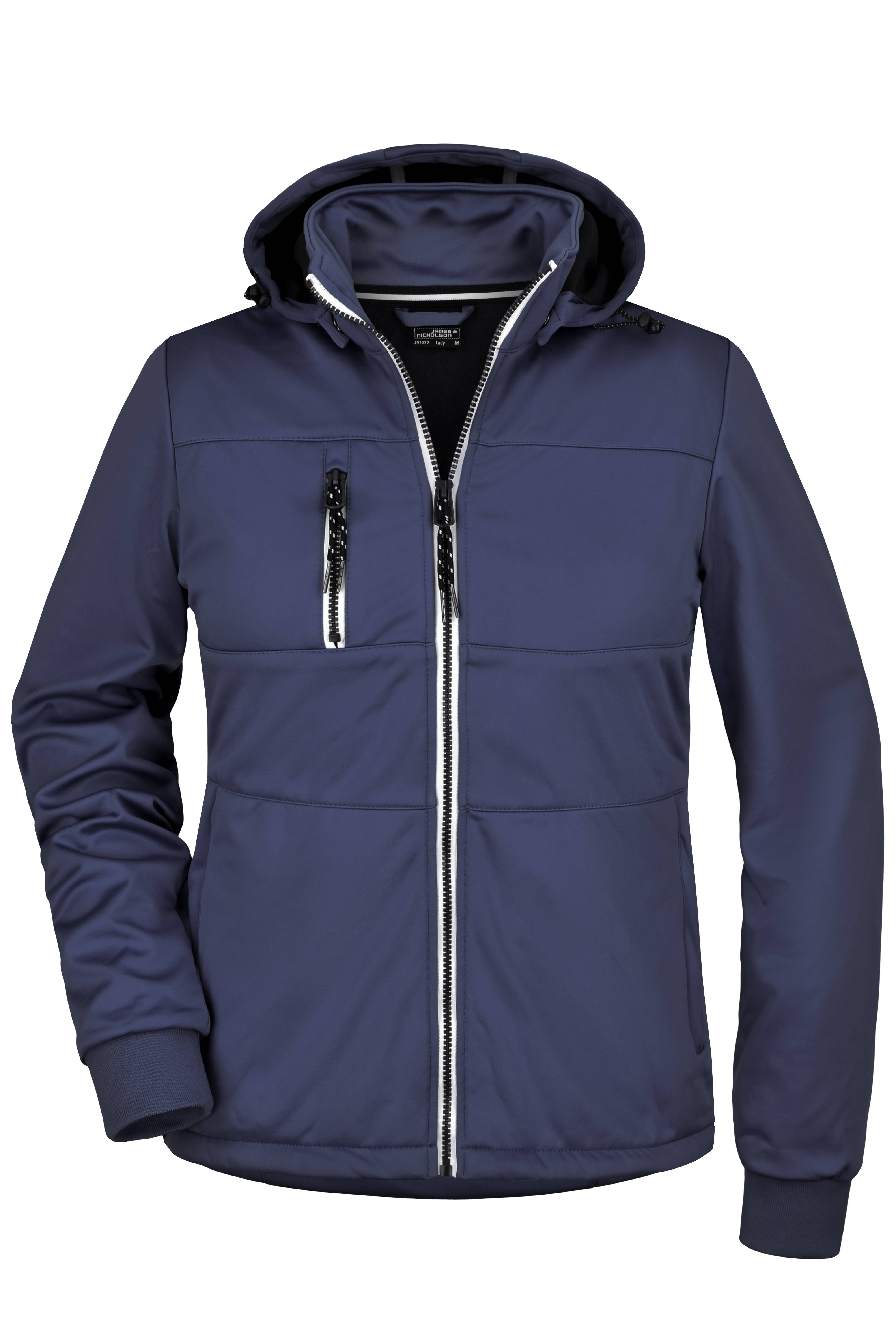James & Nicholson® JN1077 DAMEN Maritime Jacket Softshelljacke Leicht tailliert Größe: XL navy/navy/white