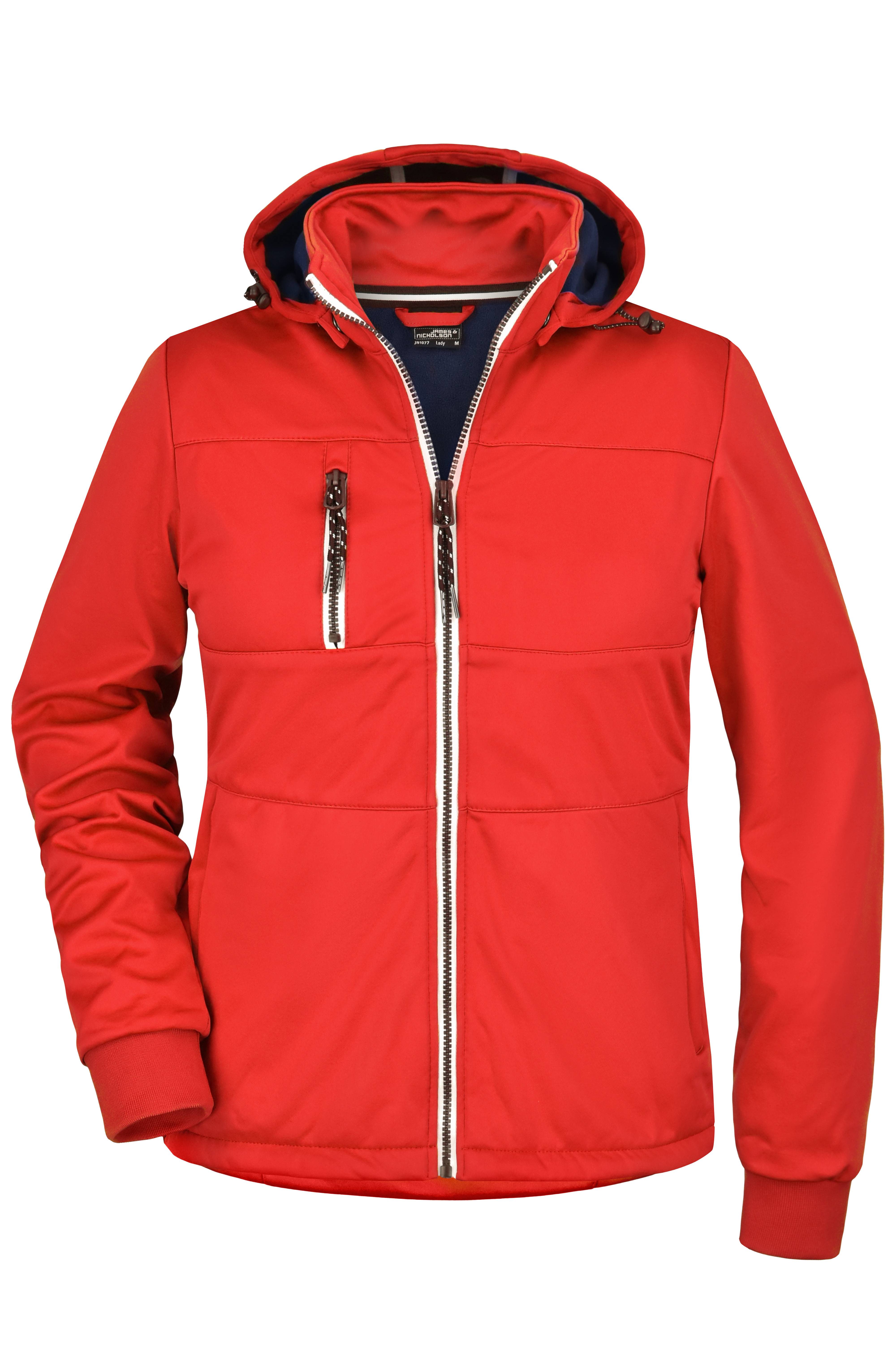 James & Nicholson® JN1077 DAMEN Maritime Jacket Softshelljacke Leicht tailliert Größe:XXL red/navy/white