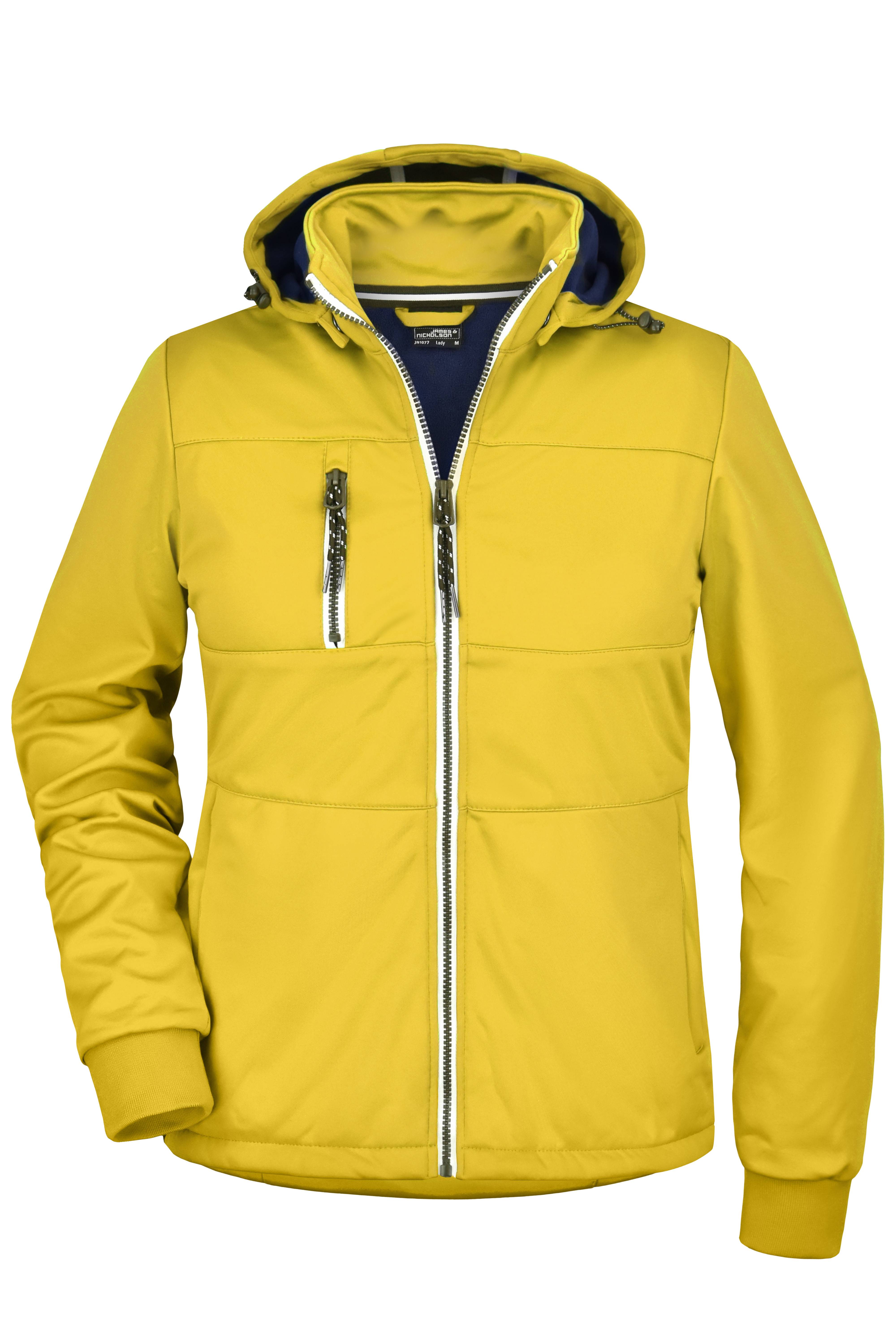 James & Nicholson® JN1077 DAMEN Maritime Jacket Softshelljacke Leicht tailliert Größe: M sun-yellow/navy/white