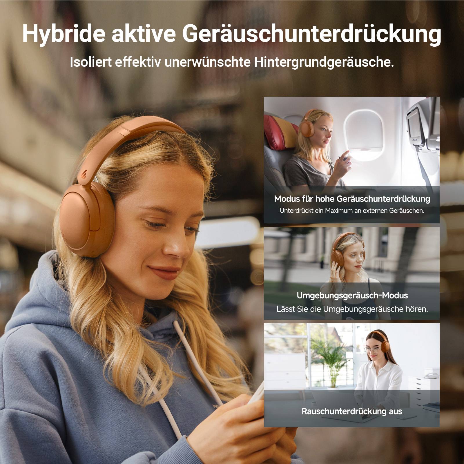 Edifier V80 Hybrid Kopfhörer mit aktiver Geräuschunterdrückung, Echtes drahtloses Over-Ear-Bluetooth Kopfhörer mit 45 Stunden Spielzeit Hi-Res Aud