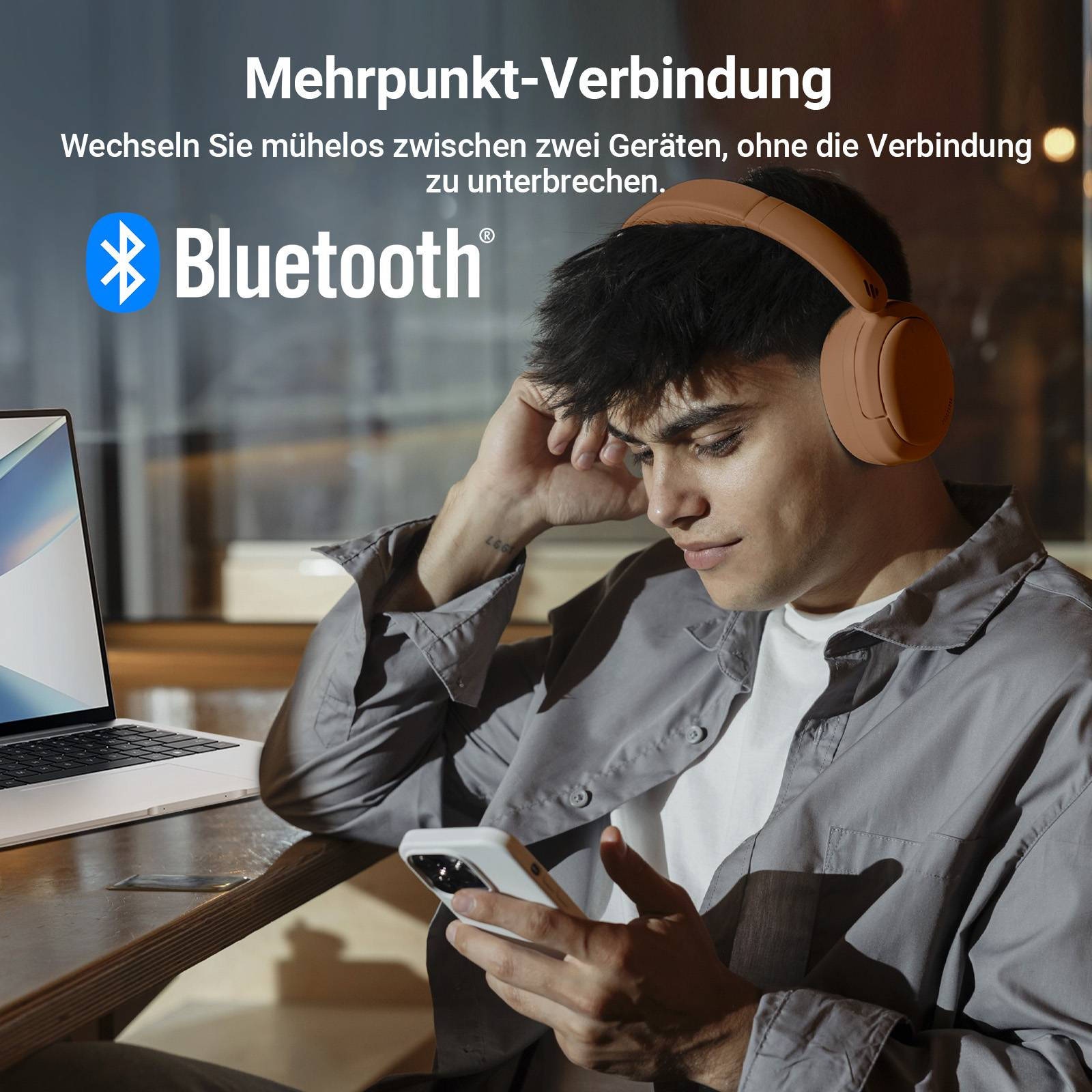 Edifier V80 Hybrid Kopfhörer mit aktiver Geräuschunterdrückung, Echtes drahtloses Over-Ear-Bluetooth Kopfhörer mit 45 Stunden Spielzeit Hi-Res Aud