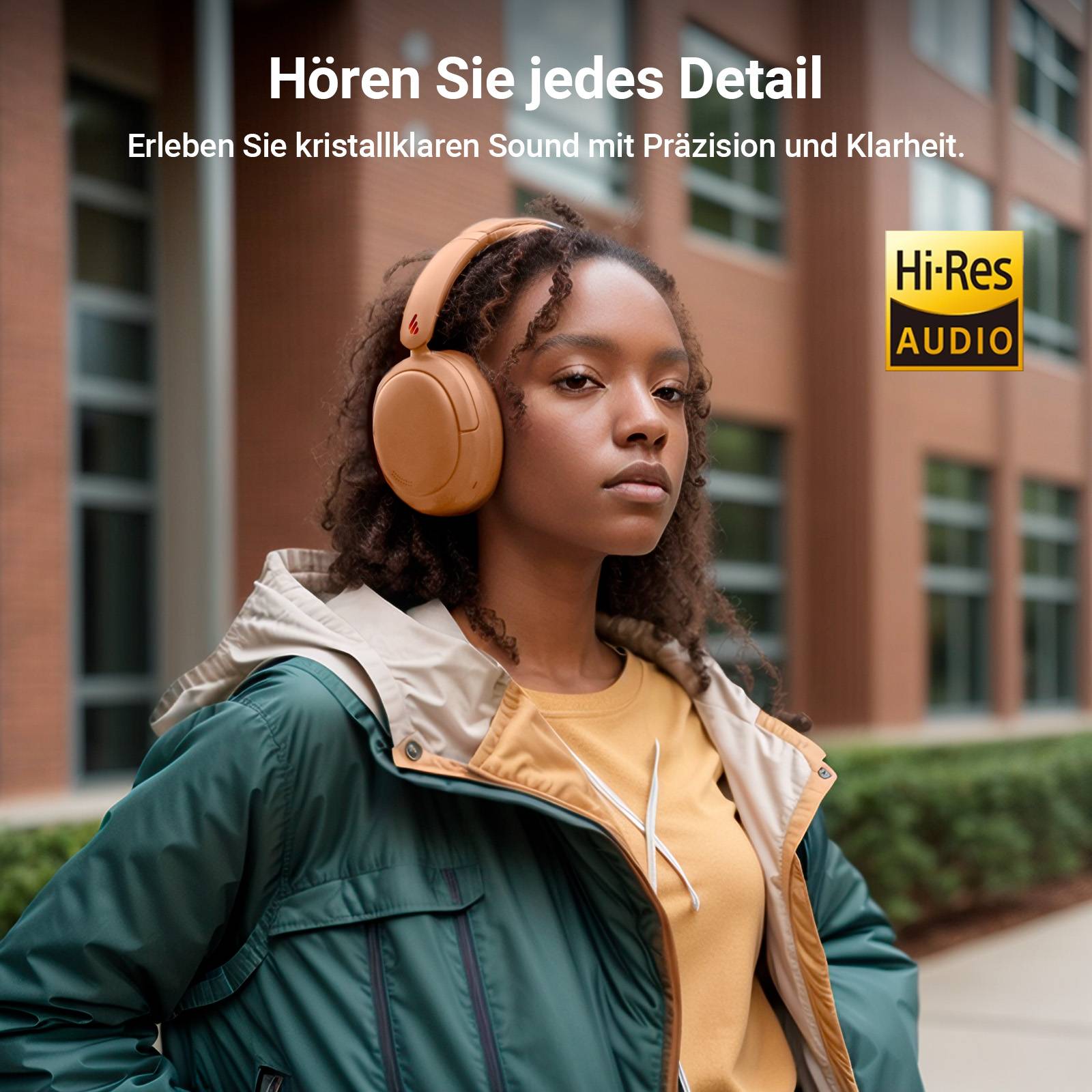 Edifier V80 Hybrid Kopfhörer mit aktiver Geräuschunterdrückung, Echtes drahtloses Over-Ear-Bluetooth Kopfhörer mit 45 Stunden Spielzeit Hi-Res Aud