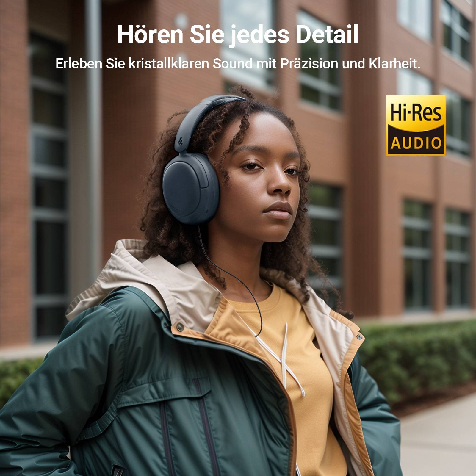 Edifier V80 Hybrid Kopfhörer mit aktiver Geräuschunterdrückung, Echtes drahtloses Over-Ear-Bluetooth Kopfhörer mit 45 Stunden Spielzeit Hi-Res Aud