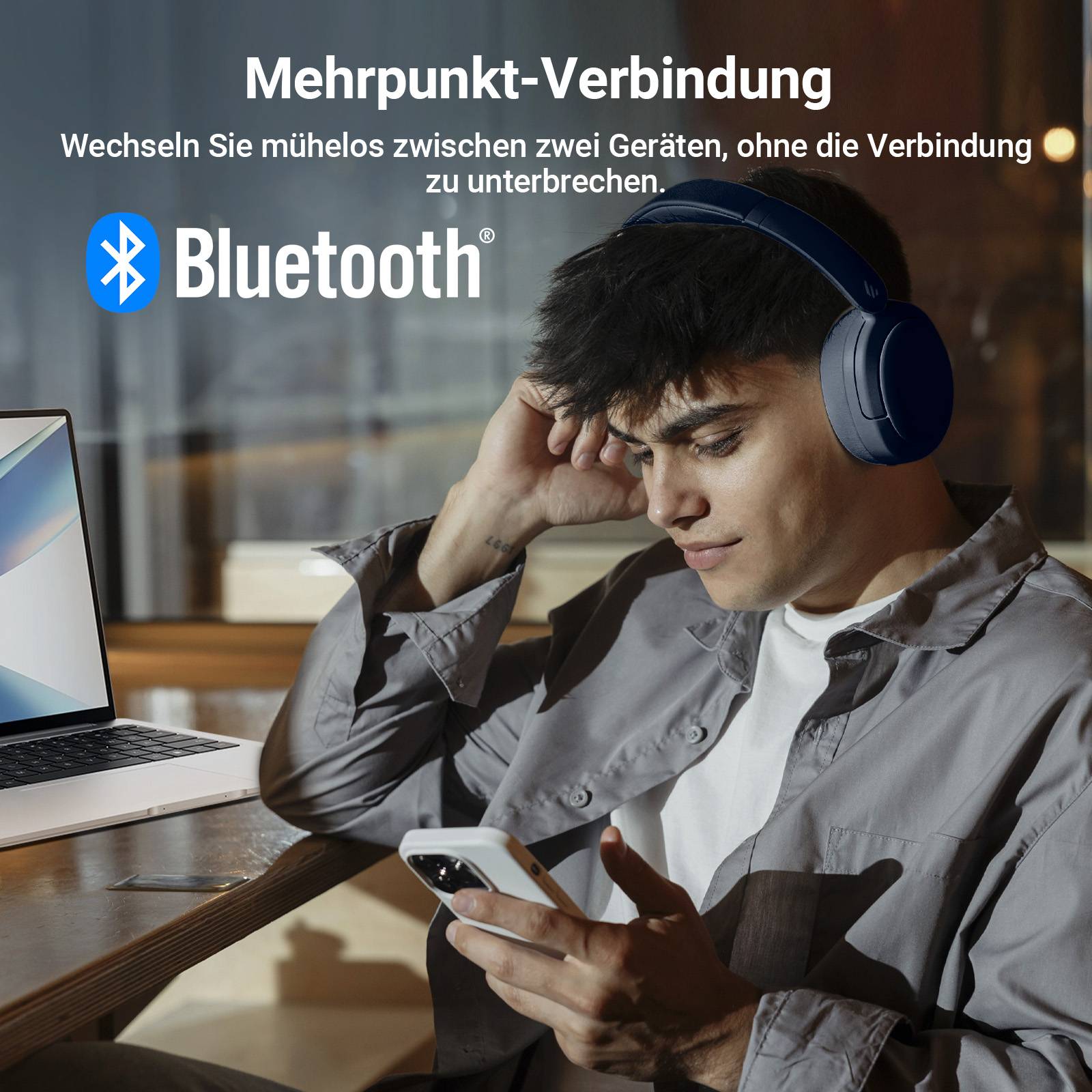 Edifier V80 Hybrid Kopfhörer mit aktiver Geräuschunterdrückung, Echtes drahtloses Over-Ear-Bluetooth Kopfhörer mit 45 Stunden Spielzeit Hi-Res Aud