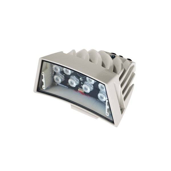 Beiges industrielles LED-Leuchtengehäuse mit mehreren Linsen in einem belüfteten Gehäuse, dargestellt vor weißem Hintergrund.