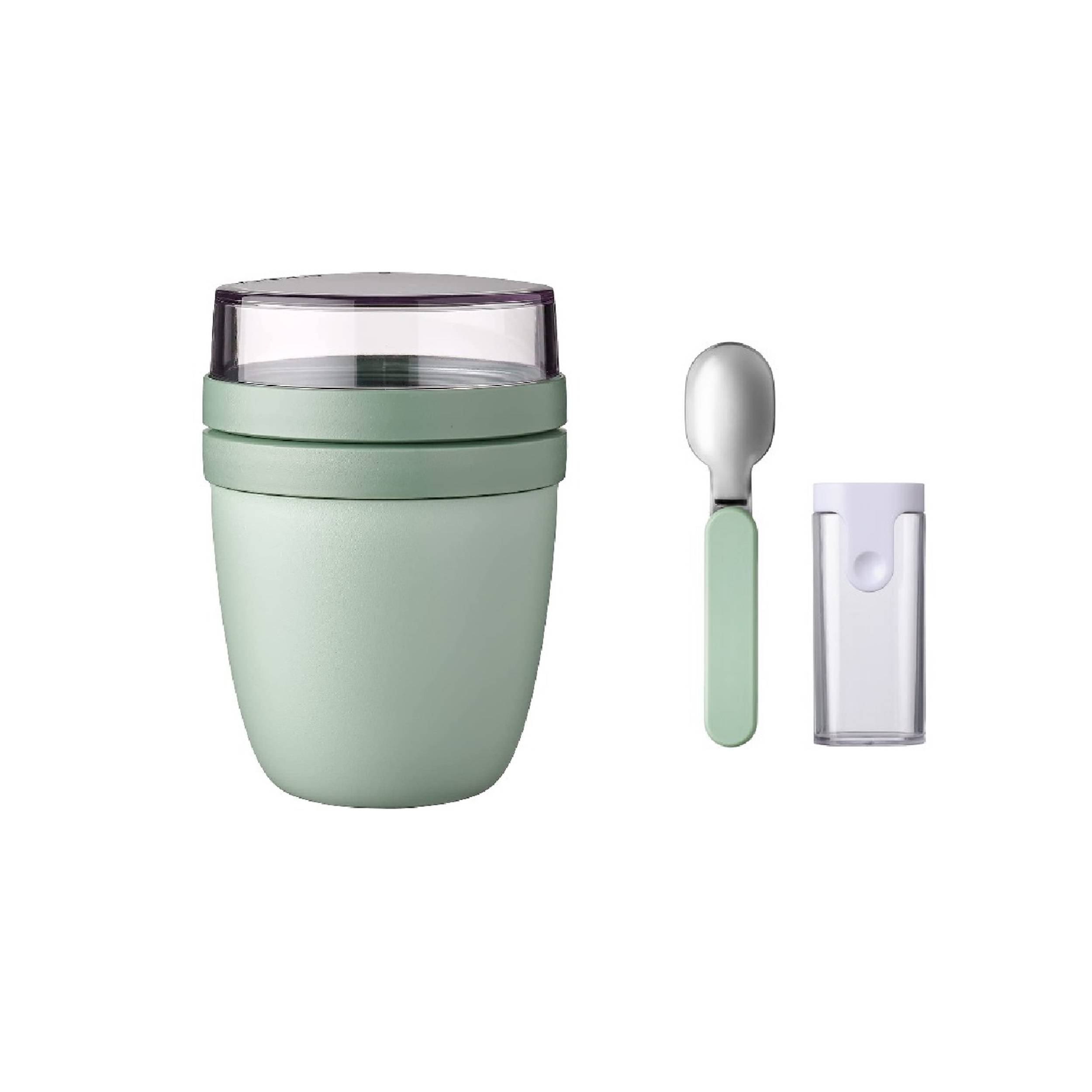 Mepal | Klapplöffel Set mit Lunchpot Mini Ellipse | praktischer Joghurt- & Müslibecher | Unterteilung für Joghurt & Müsli | geeignet für Gefriers