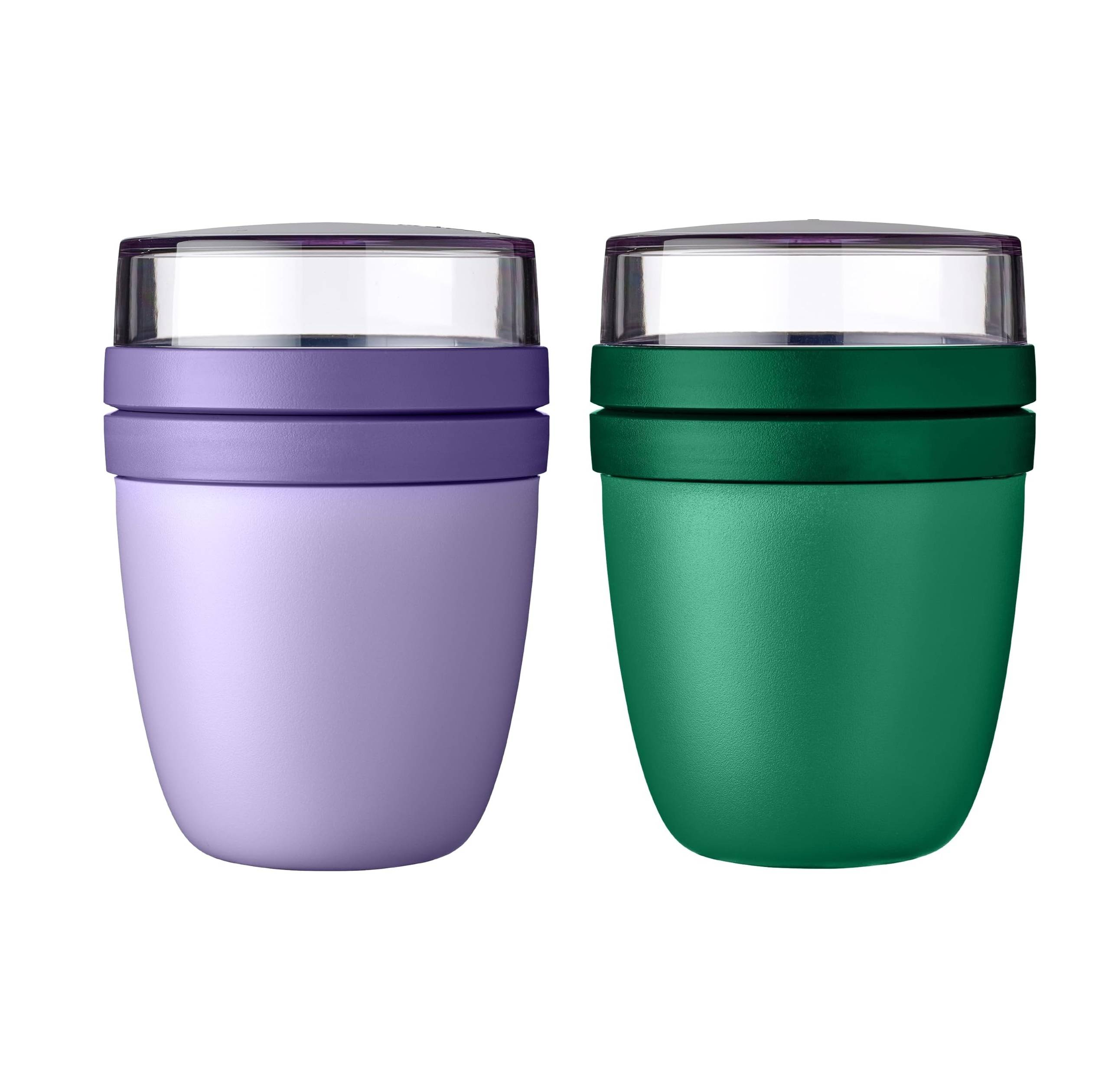 Mepal | Lunchpot Mini Ellipse Mixed | Vivid Lilac & Vivid Green | 300 ml & 420 ml | praktischer Reisebecher | Joghurtbecher To Go | geeignet für