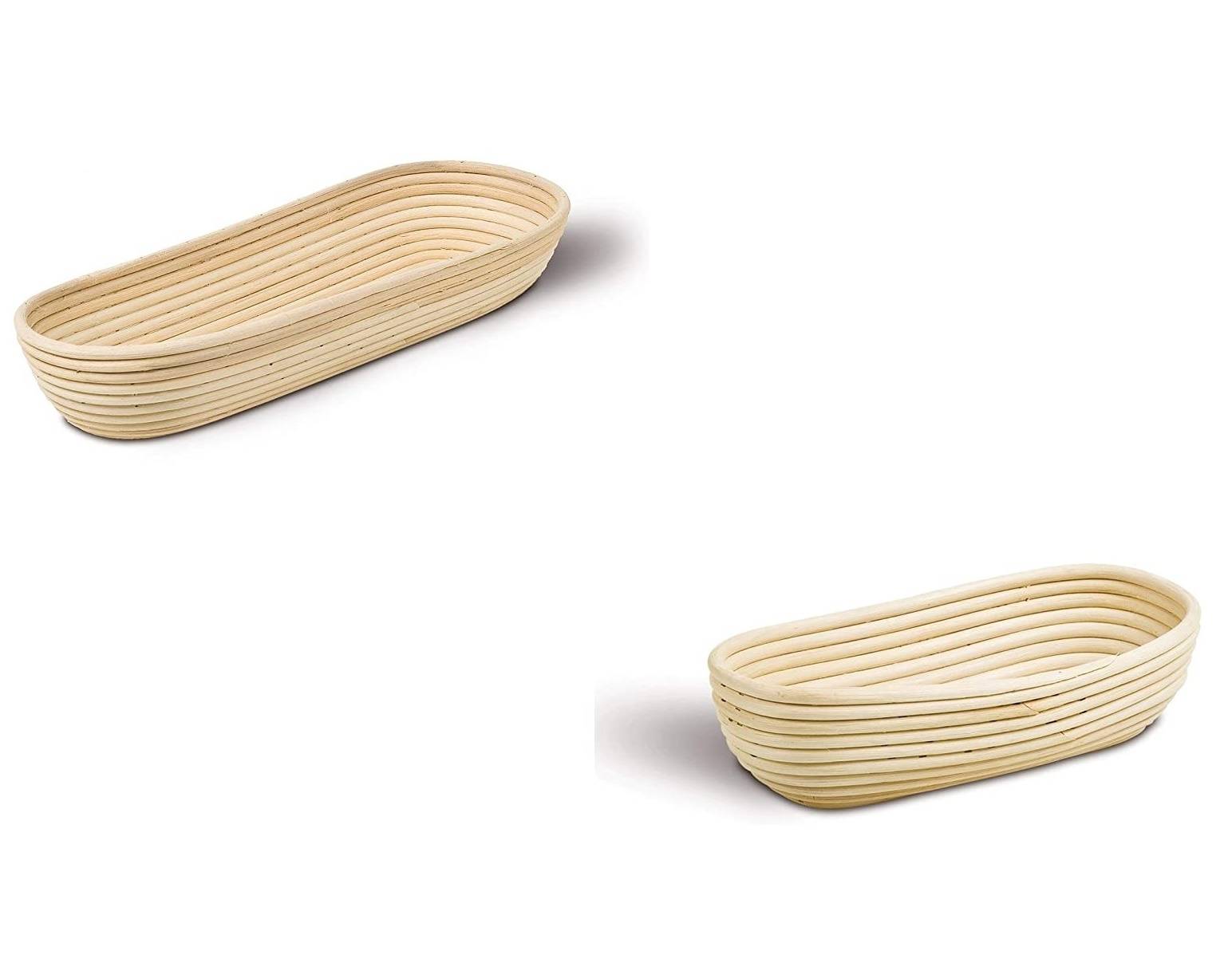 Neustanlo | Gärkörbchen Set | Peddigrohr | 2-tlg. oval klein und groß | perfekt für Brotbacken | natürlich und atmungsaktiv