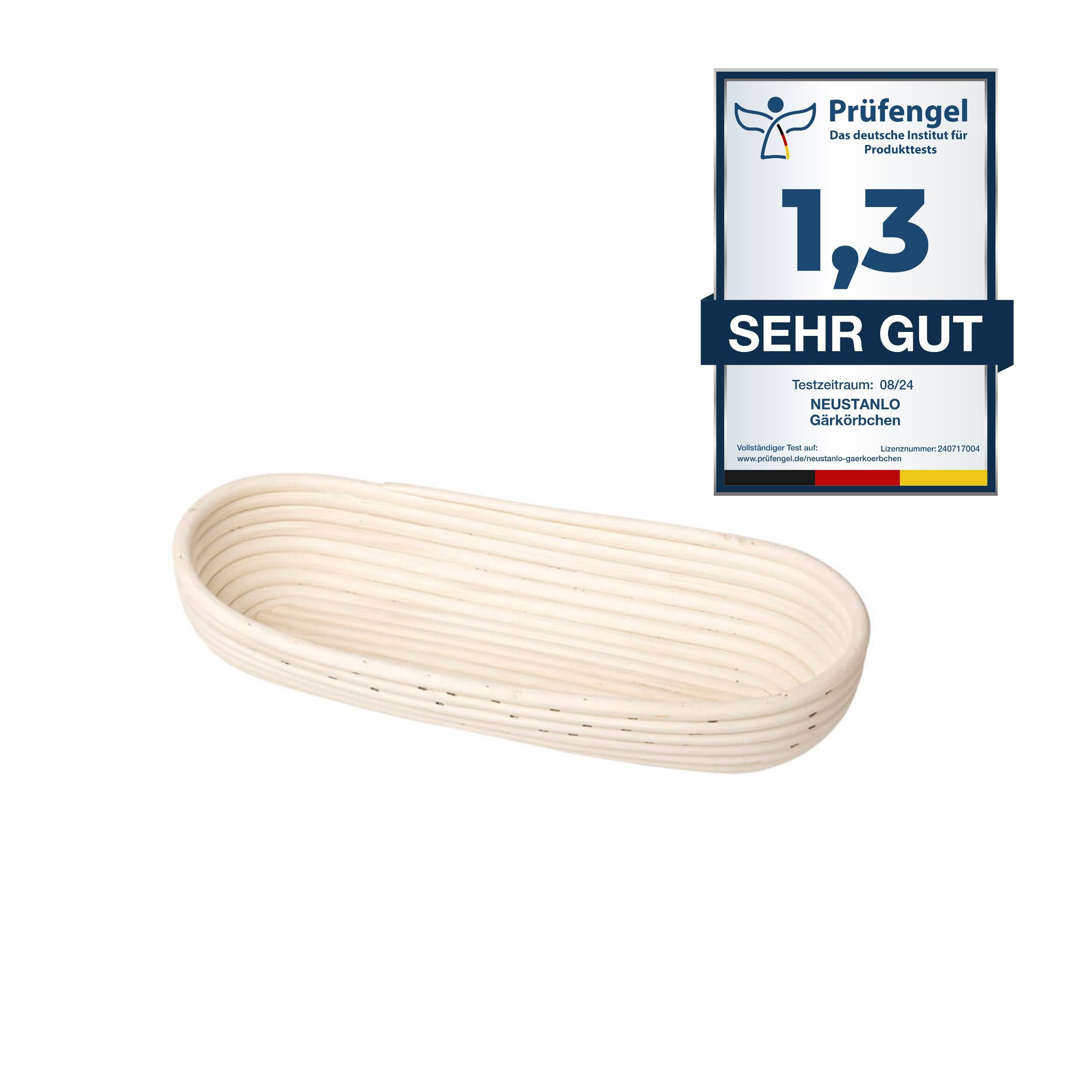 Neustanlo | Gärkörbchen Oval | Peddigrohr | für Teigmengen bis 1 kg | Maße 37x16 cm | gleichmäßige Gärkonditionen für perfekte Brotform