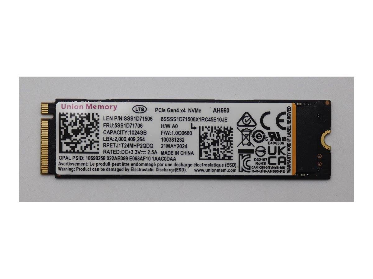 Lenovo Union Memory - SSD - verschlüsselt - 1 TB - intern - M.2 2280 - PCIe 4.0