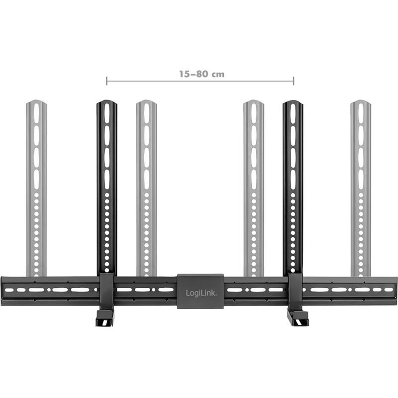 LogiLink' verstellbare TV-Wandhalterung mit vier vertikalen Halterungen, geeignet für Fernseher von 15 bis 80 cm Breite.