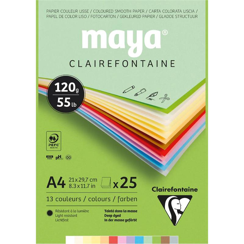 Clairefontaine Tonpapierblock MAYA, DIN A4, 120 g/qm