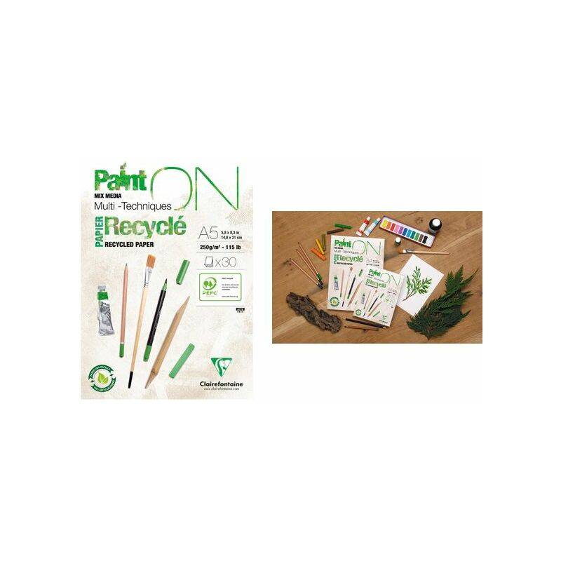Clairefontaine Zeichenpapierblock PAINT'ON Recyclé, DIN A4