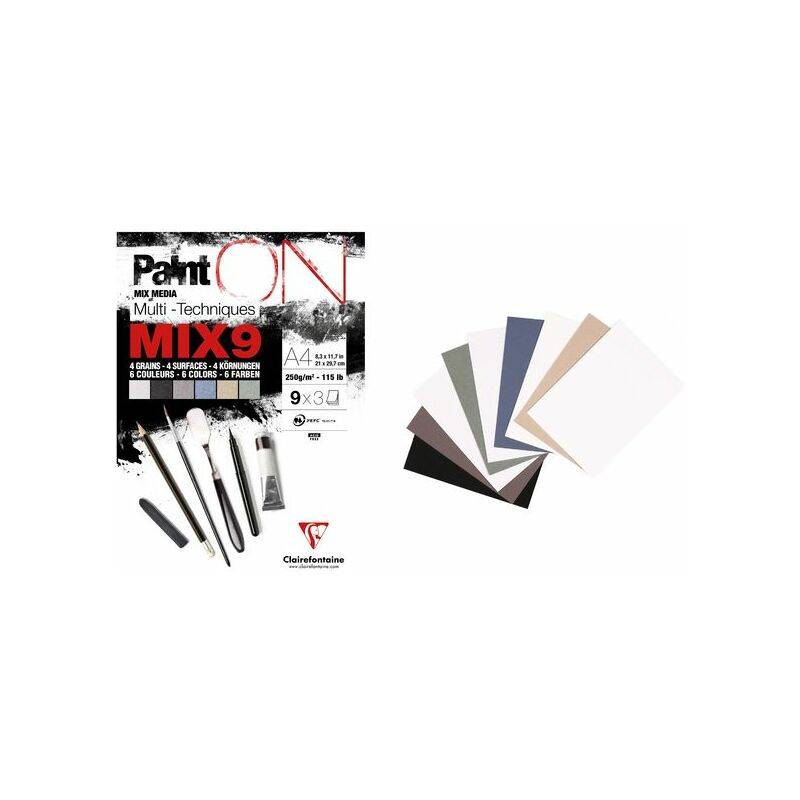 Clairefontaine Zeichenpapierblock PAINT'ON MIX9, DIN A5