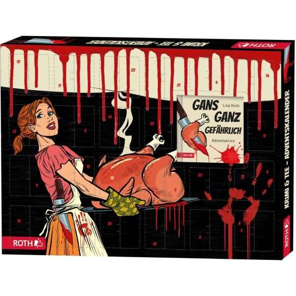 Adventskalender 'Krimi und Bio-Tee-Adventskalender' bestückt