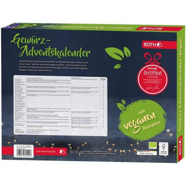 Adventskalender 'Bio-Gewürz-Adventskalender - Vegane Rezepte' bestückt