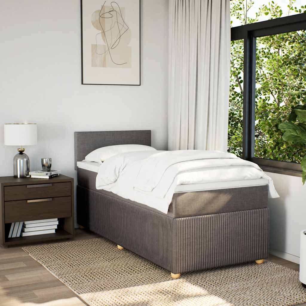 vidaXL Boxspringbett mit Matratze Taupe 80x200 cm Stoff