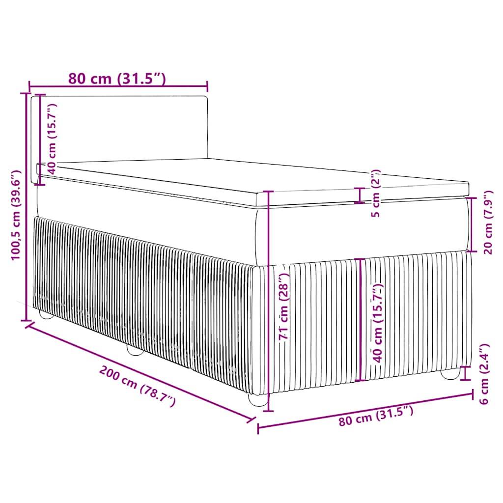 vidaXL Boxspringbett mit Matratze Taupe 80x200 cm Stoff