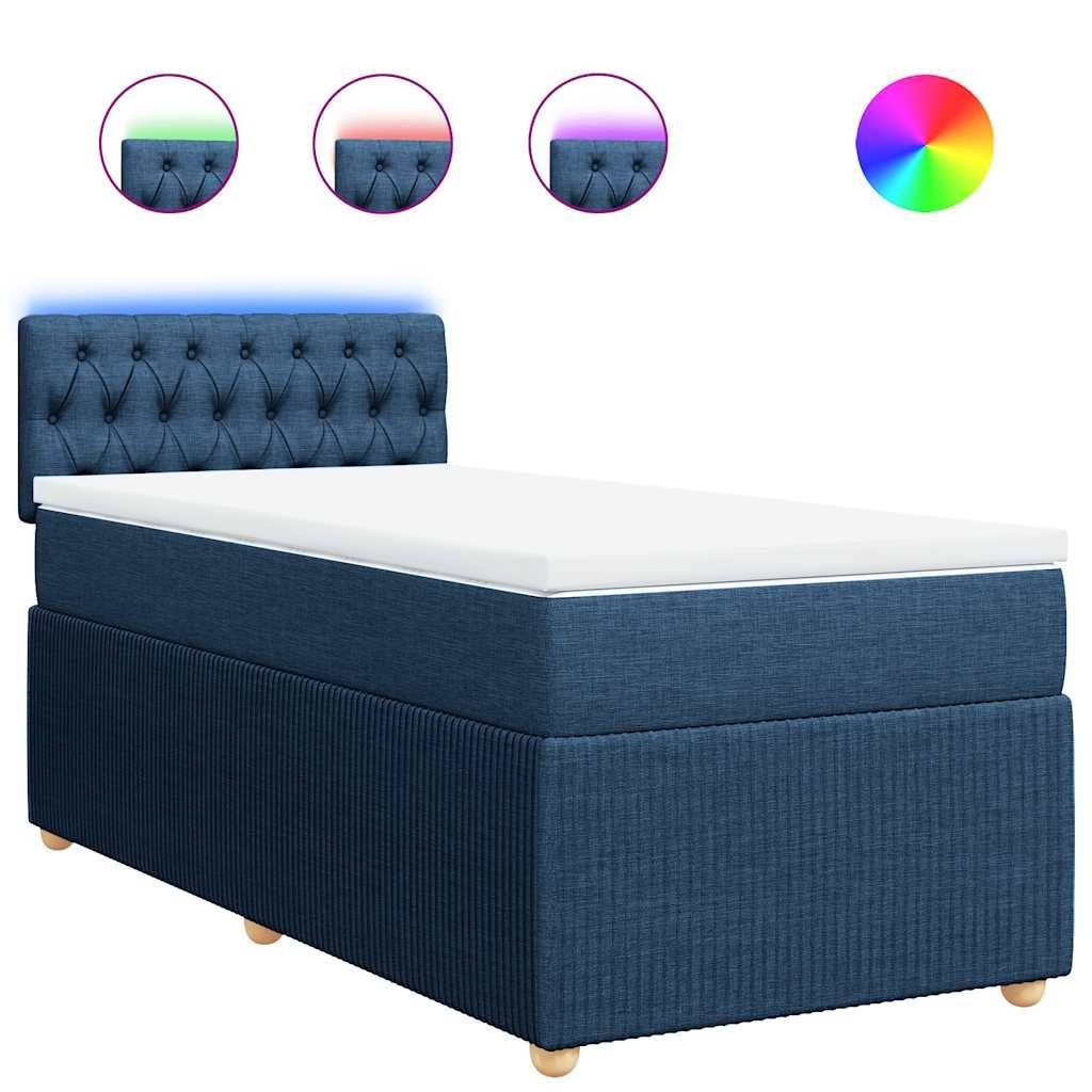 vidaXL Boxspringbett mit Matratze Blau 80x200 cm Stoff