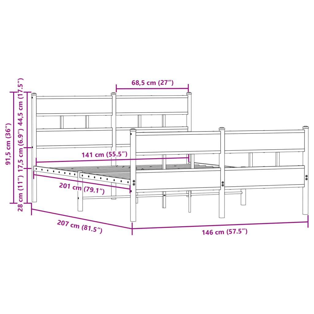 vidaXL Bettgestell ohne Matratze mit Kopf- und Fußteil 140x200 cm