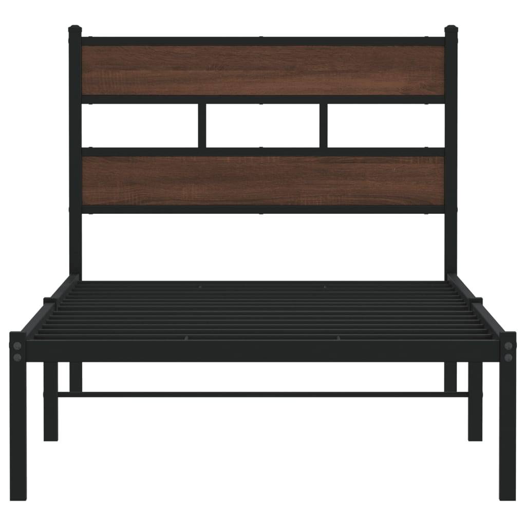 vidaXL Bettgestell ohne Matratze mit Kopfteil Braun Eiche 107x203 cm