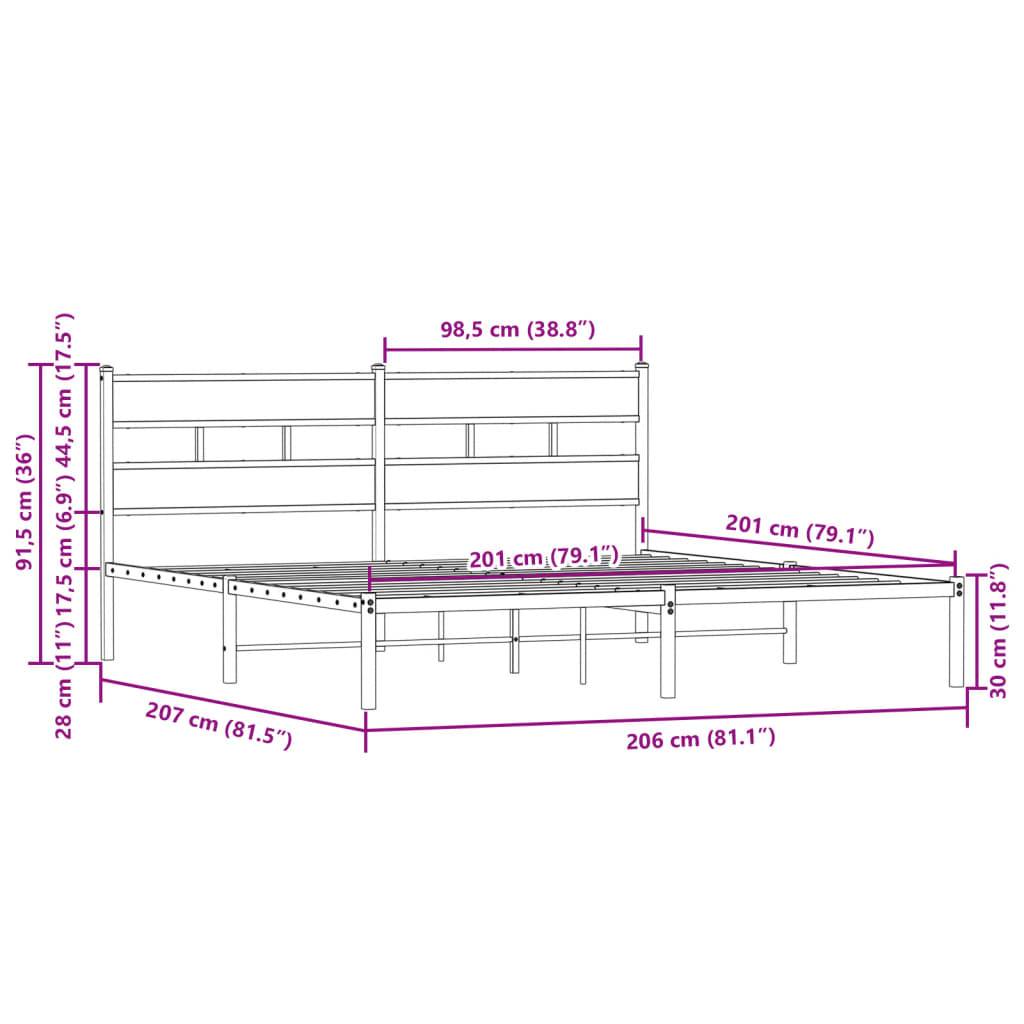 vidaXL Bettgestell ohne Matratze mit Kopfteil Braun Eiche 200x200 cm