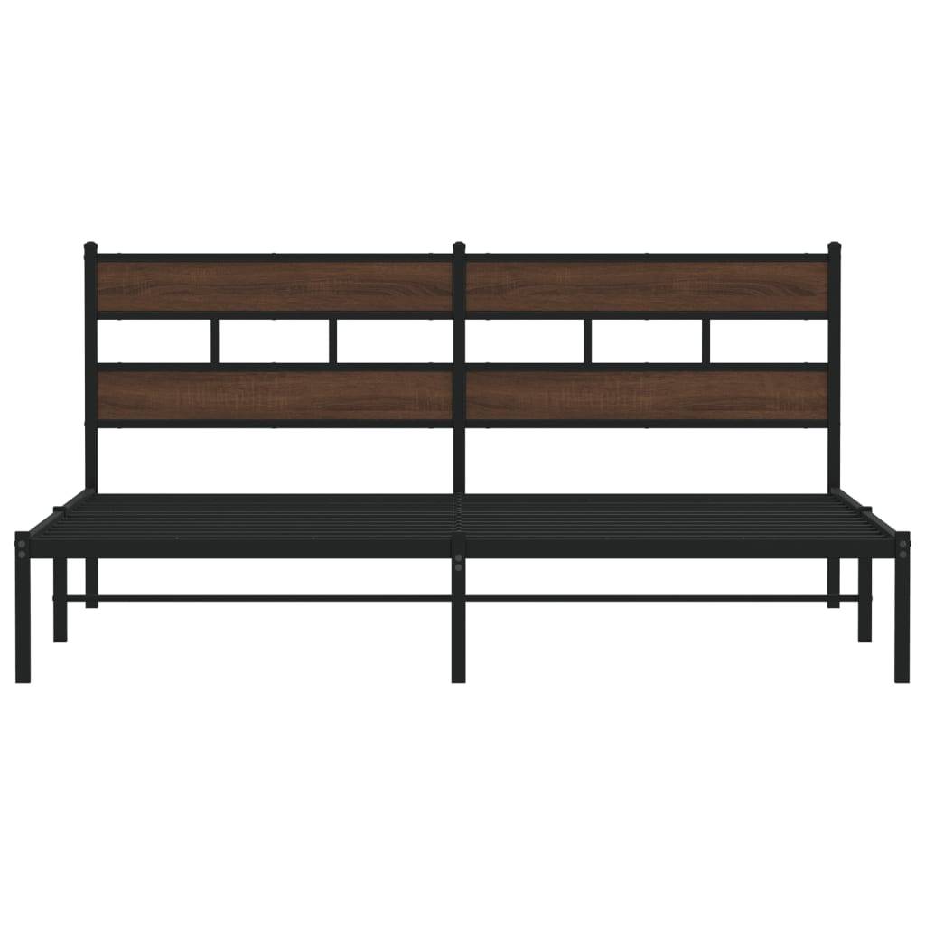 vidaXL Bettgestell ohne Matratze mit Kopfteil Braun Eiche 200x200 cm
