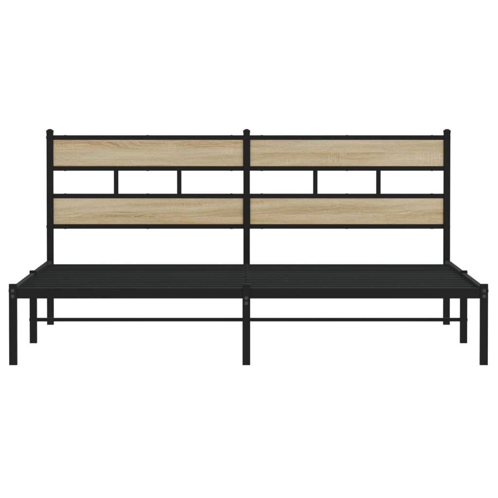 vidaXL Metallbett ohne Matratze Sonoma-Eiche 183x213 cm