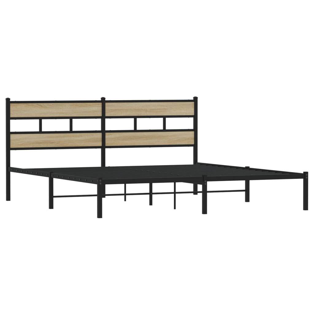 vidaXL Metallbett ohne Matratze Sonoma-Eiche 183x213 cm