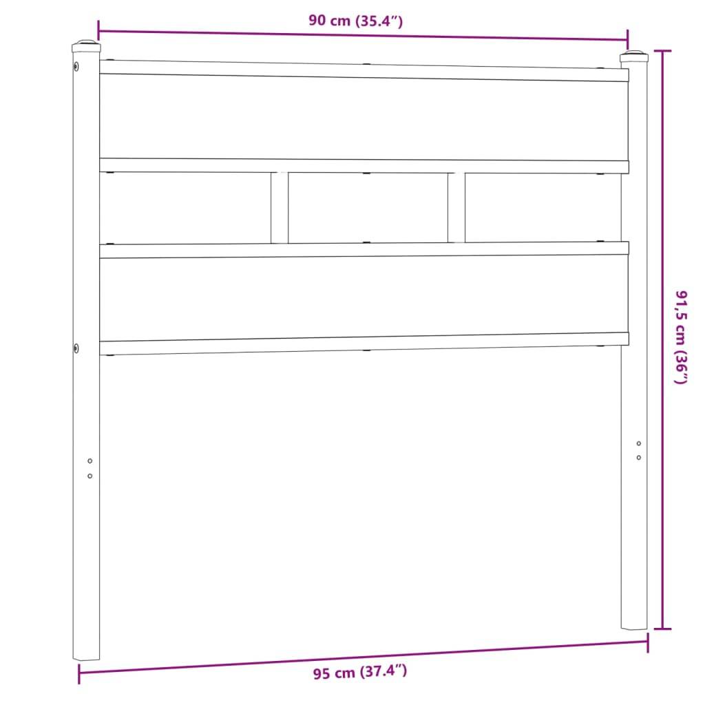 vidaXL Kopfteil Sonoma-Eiche 90 cm Eisen und Holzwerkstoff