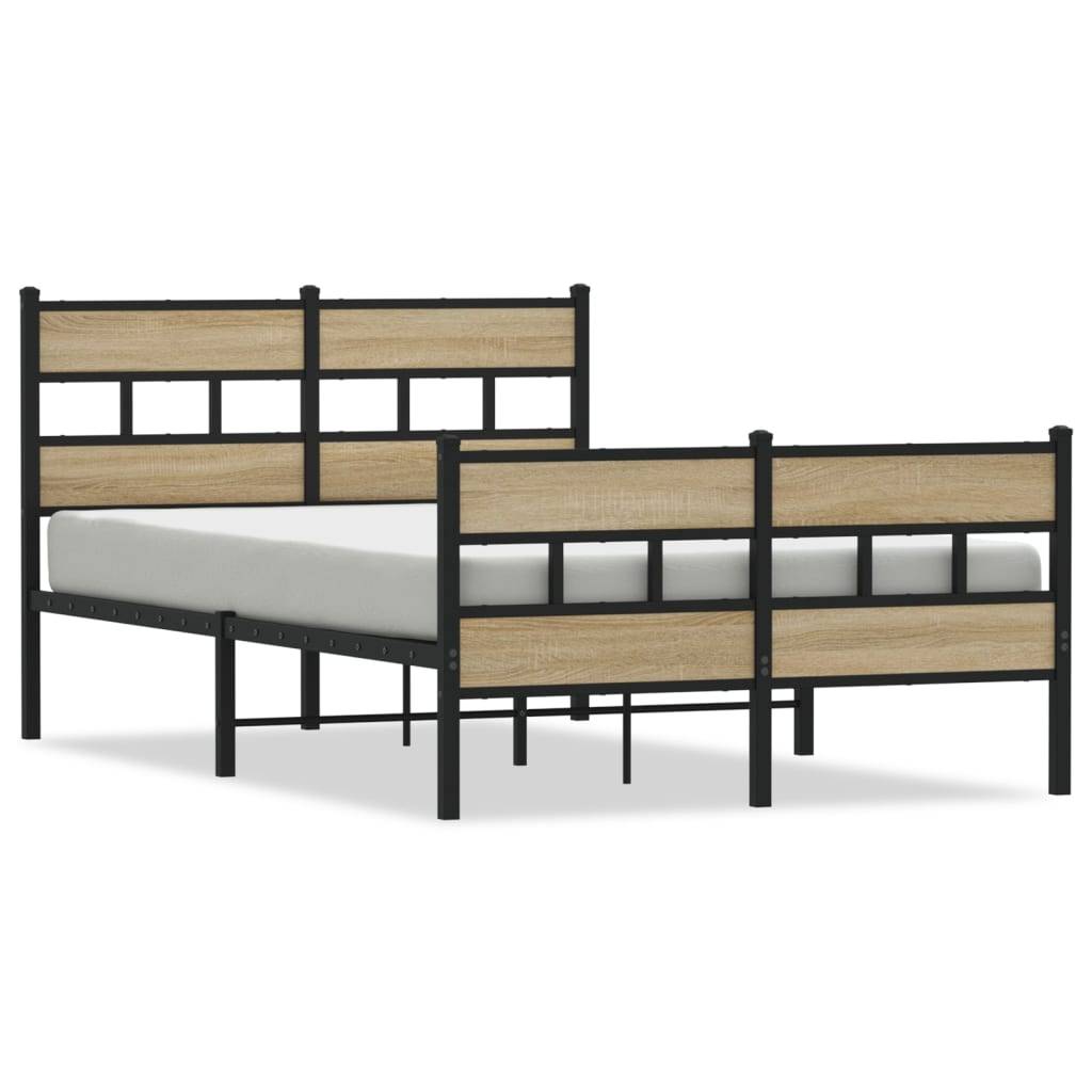 vidaXL Metallbett ohne Matratze Sonoma-Eiche 120x200 cm