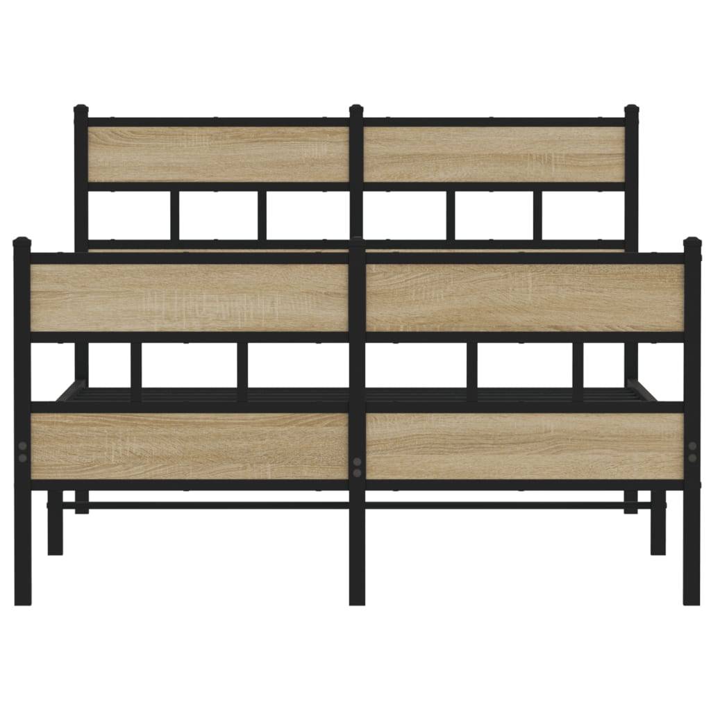 vidaXL Metallbett ohne Matratze Sonoma-Eiche 120x200 cm