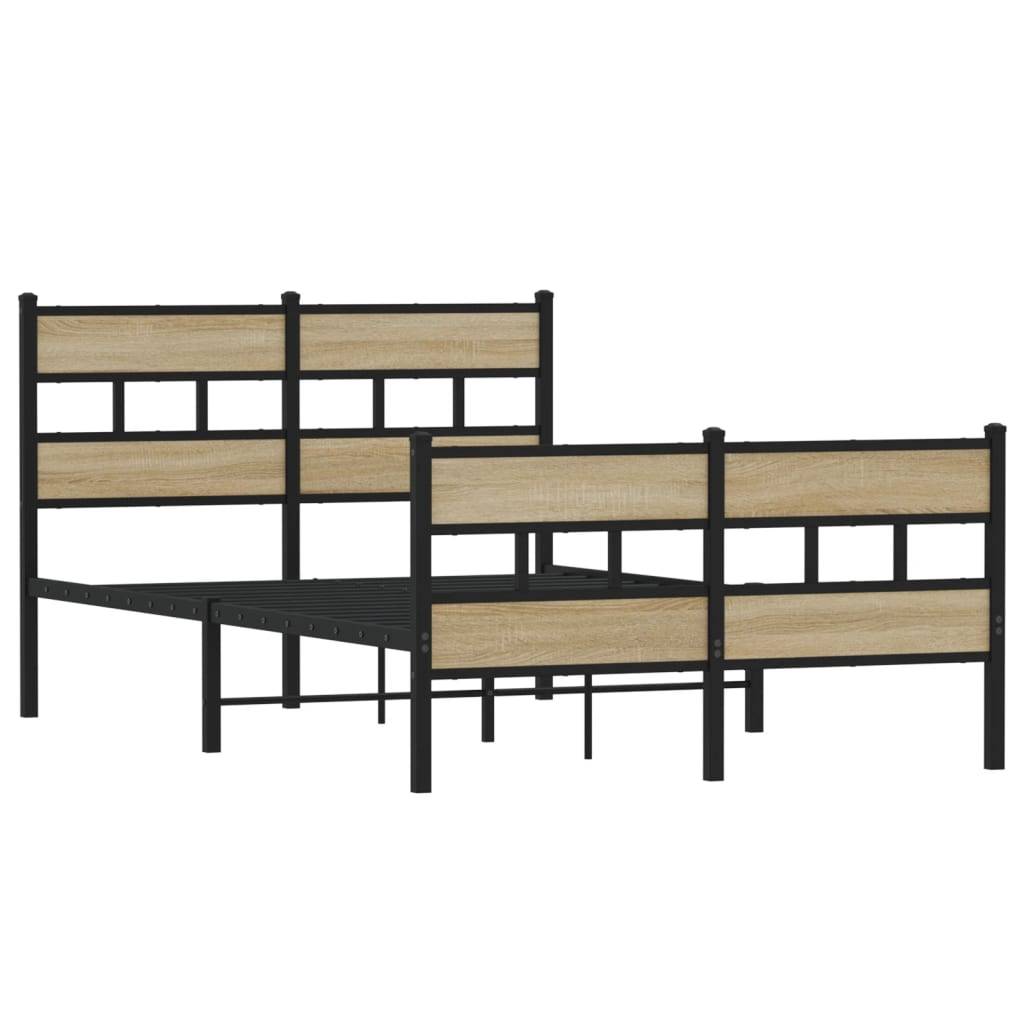 vidaXL Metallbett ohne Matratze Sonoma-Eiche 120x200 cm
