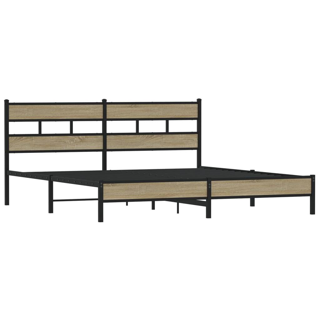 vidaXL Metallbett ohne Matratze Sonoma-Eiche 180x200 cm