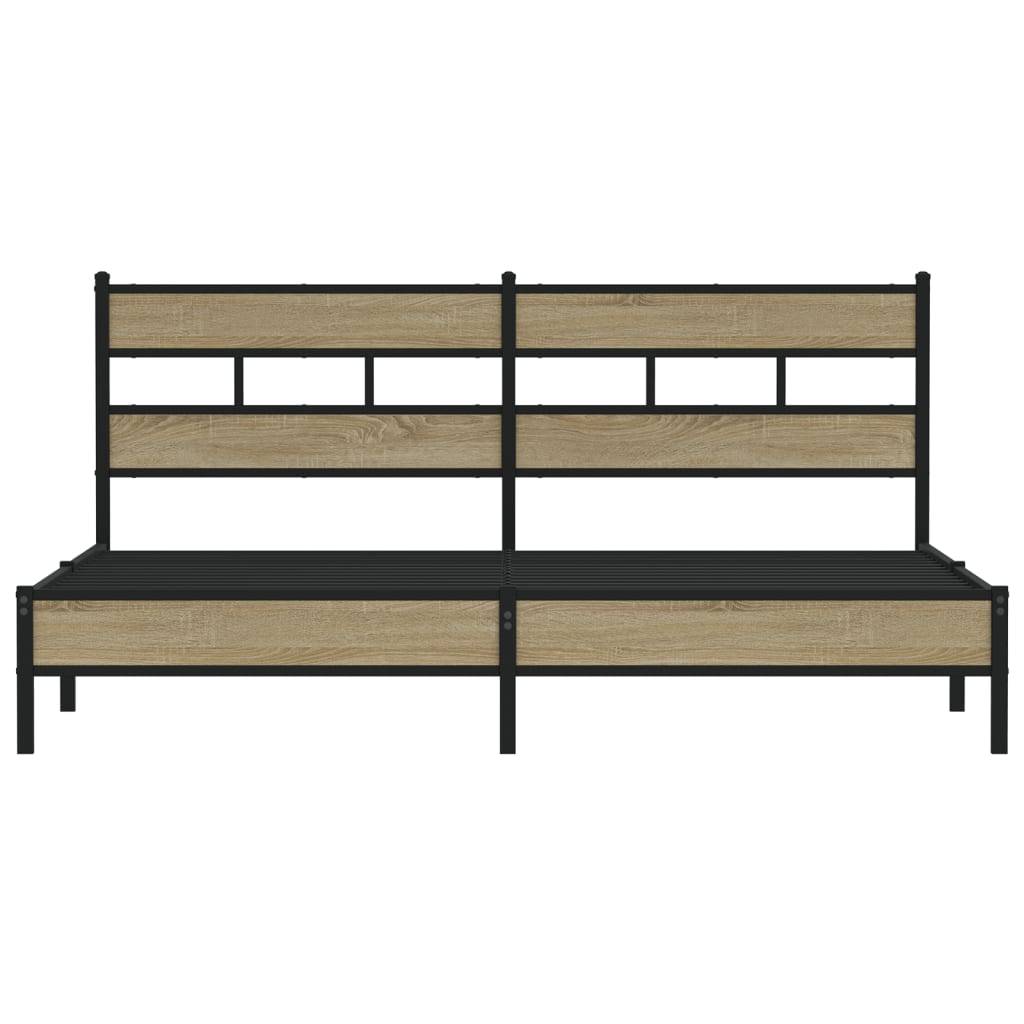 vidaXL Metallbett ohne Matratze Sonoma-Eiche 180x200 cm