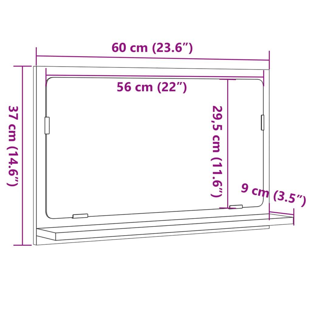 vidaXL Badspiegel mit Ablage Artisan-Eiche 60x11x37 cm Holzwerkstoff