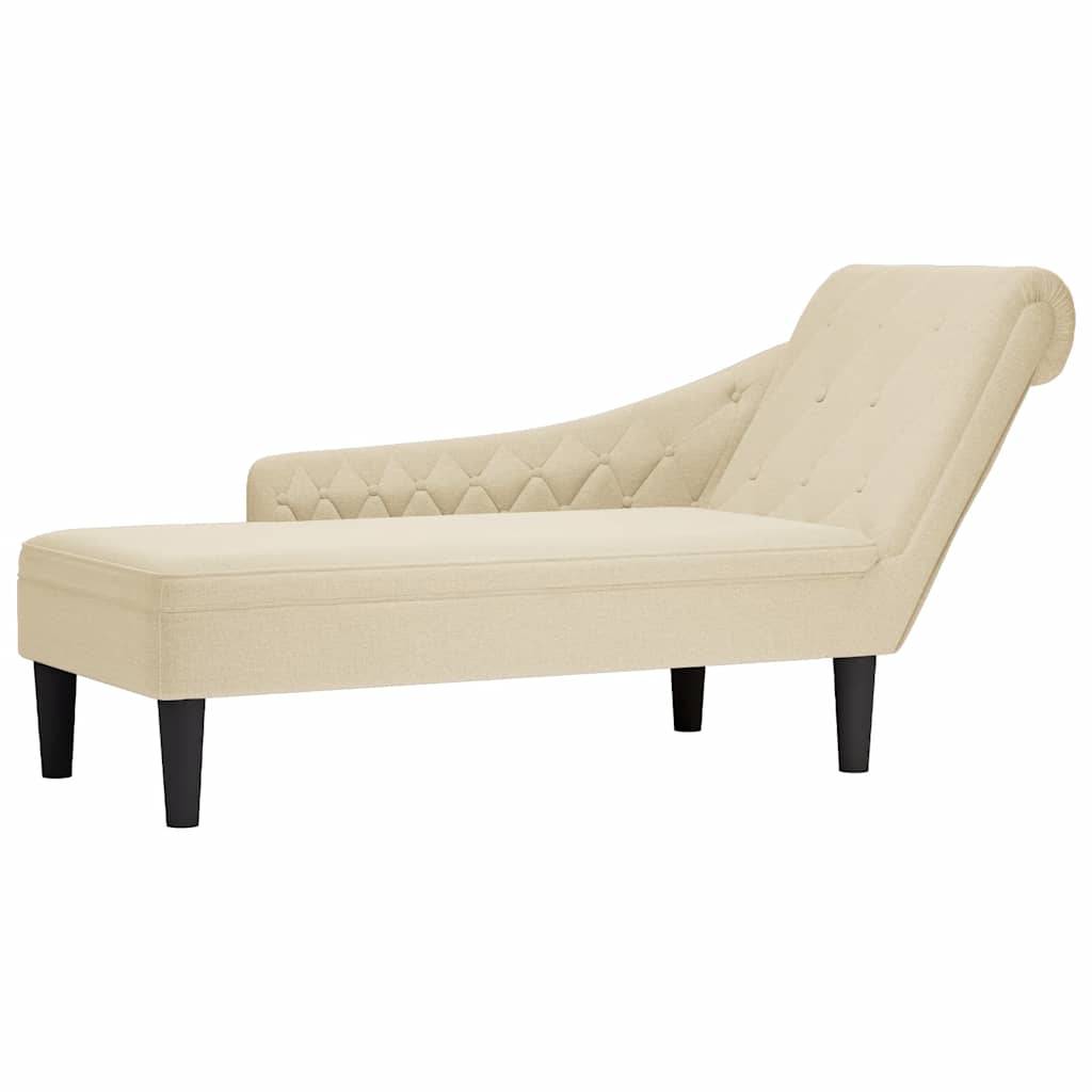 vidaXL Chaiselongue mit Kissen und Rechter Armlehne Creme Stoff