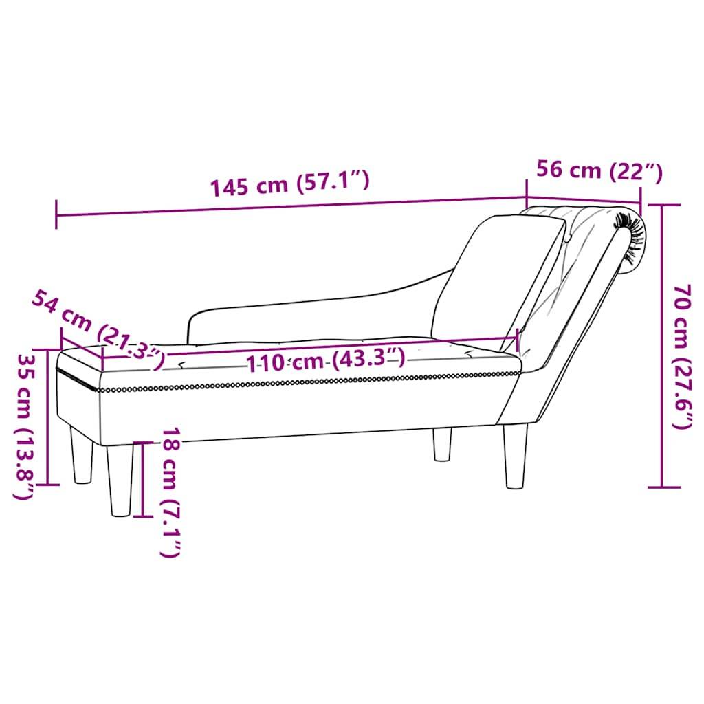 vidaXL Chaiselongue mit Kissen und Rechter Armlehne Hellgrau Samt