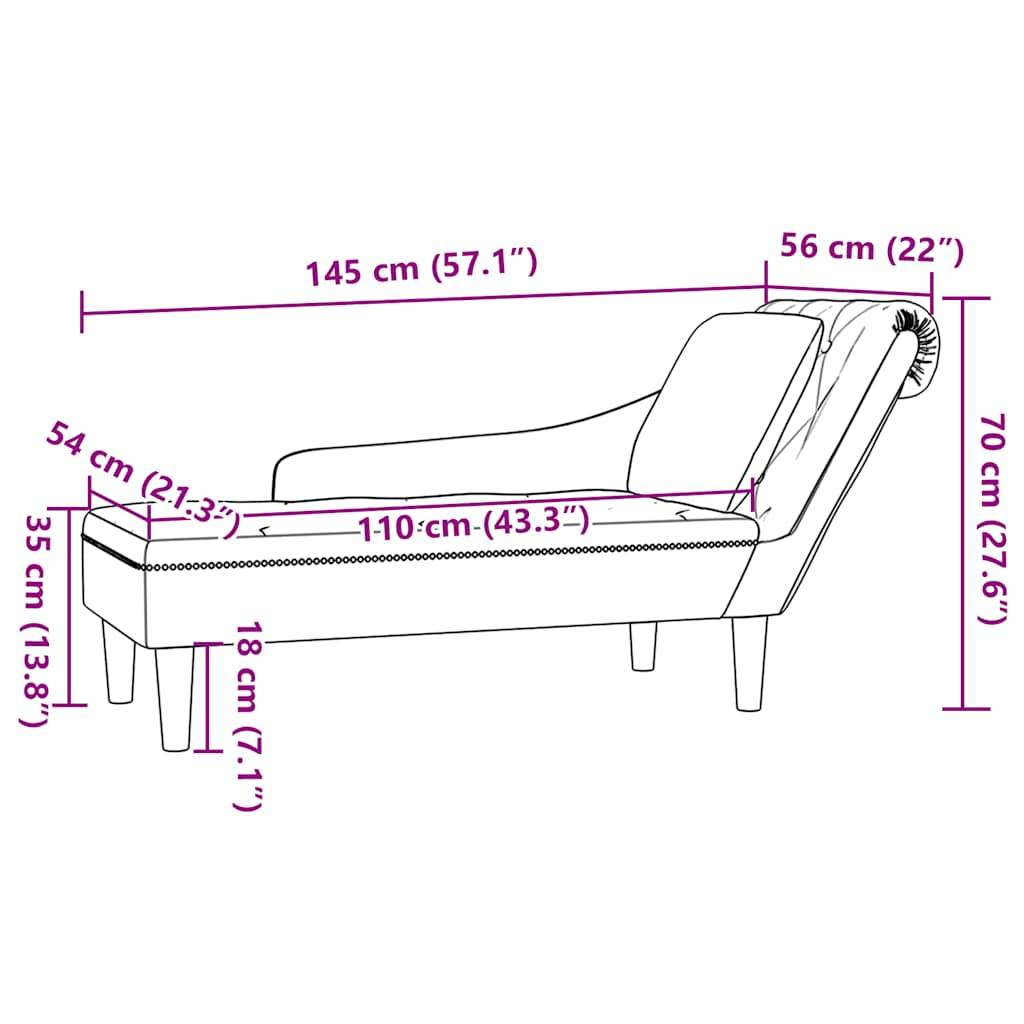 vidaXL Chaiselongue mit Kissen und Rechter Armlehne Rosa Samt
