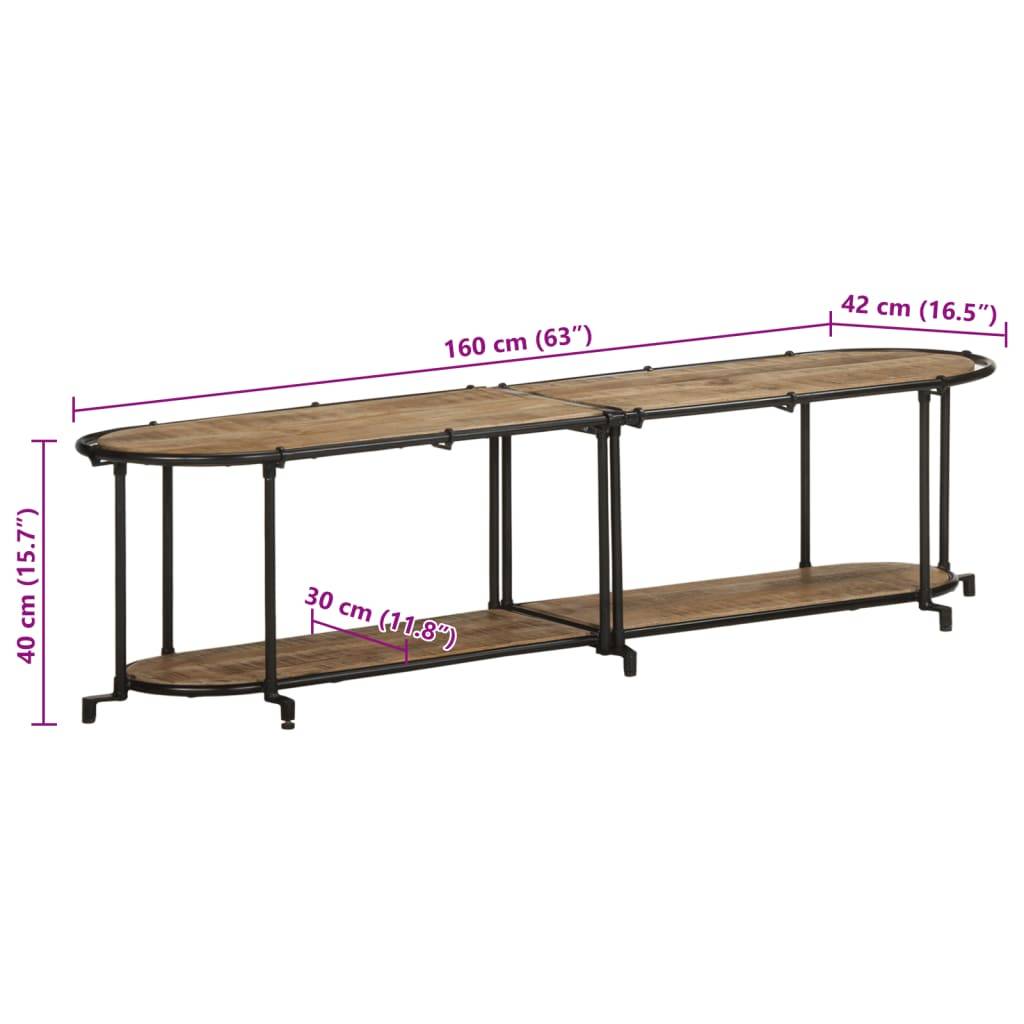vidaXL TV-Regal 160x42x40 cm Raues Mangoholz