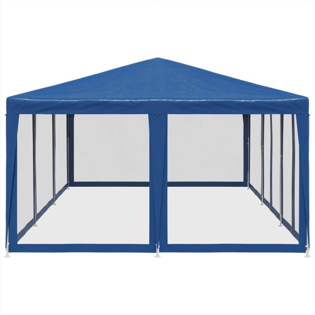 vidaXL Partyzelt mit 10 Mesh-Seitenteilen Blau 6x4 m HDPE