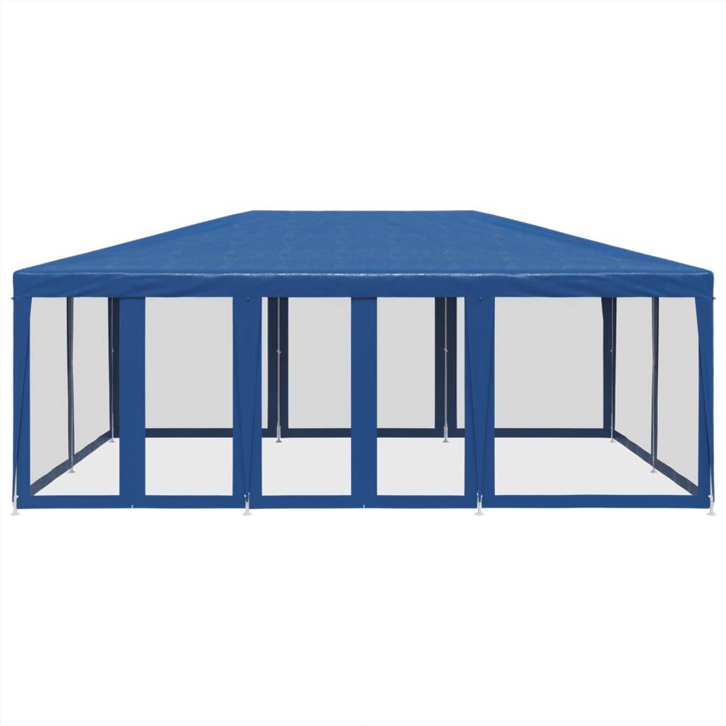 vidaXL Partyzelt mit 10 Mesh-Seitenteilen Blau 6x4 m HDPE