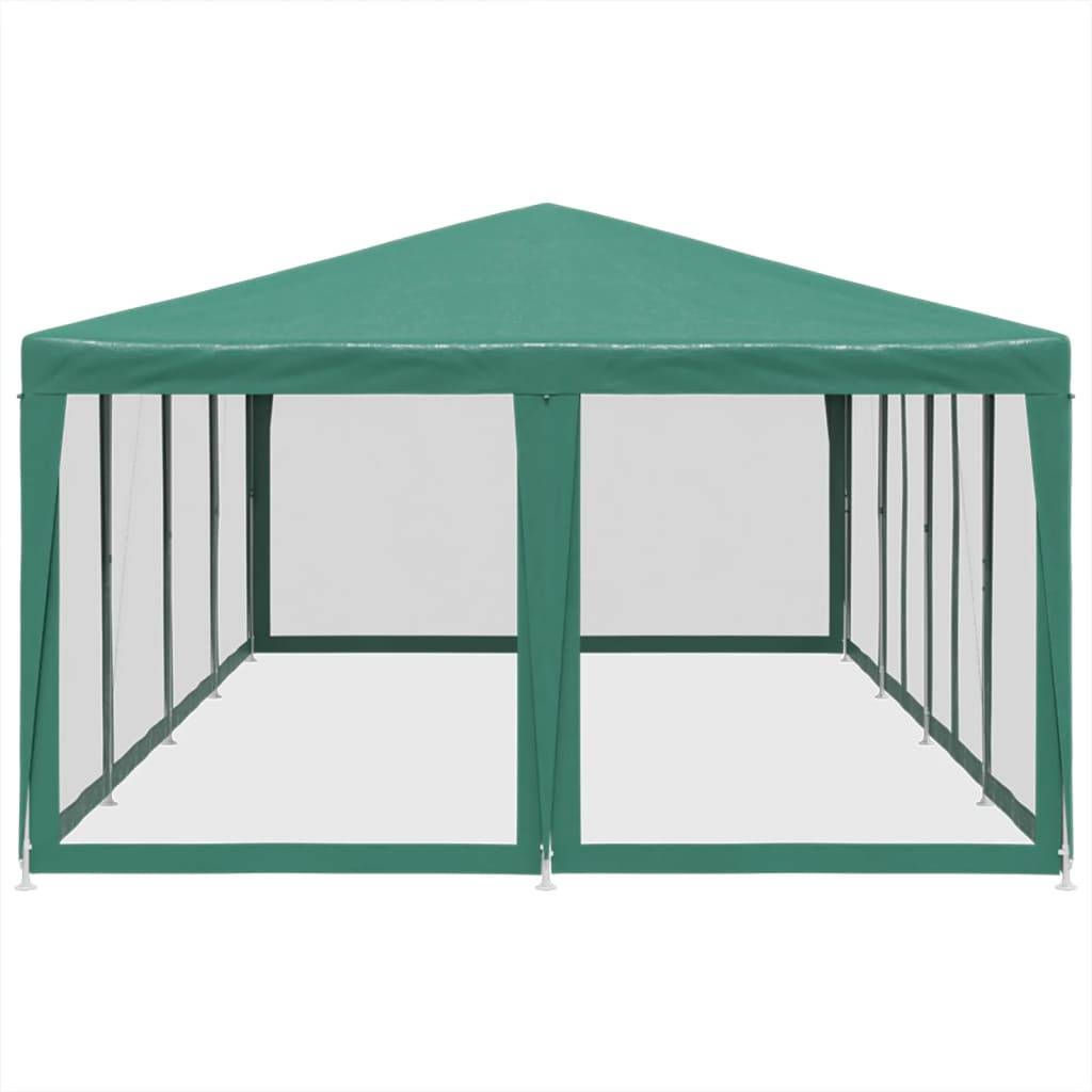 vidaXL Partyzelt mit 12 Mesh-Seitenteilen Grün 8x4 m HDPE