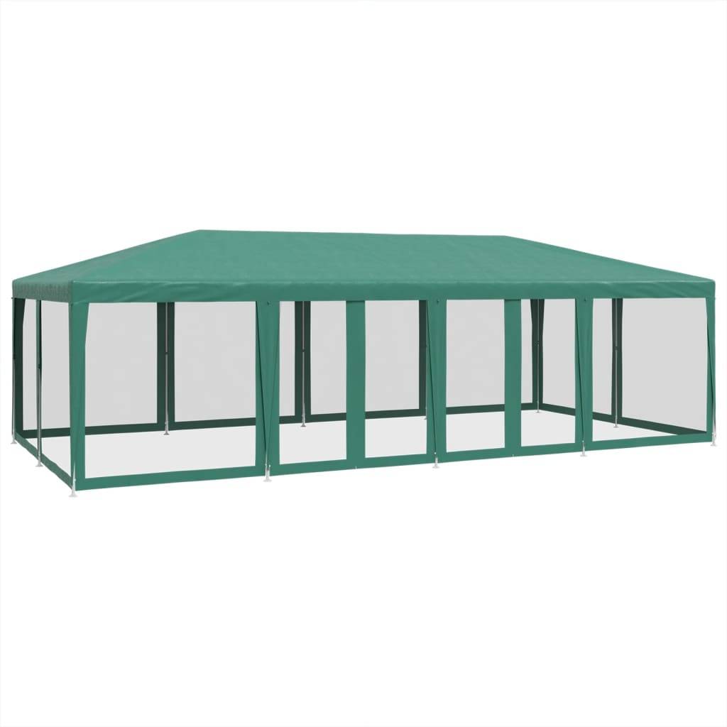 vidaXL Partyzelt mit 12 Mesh-Seitenteilen Grün 8x4 m HDPE