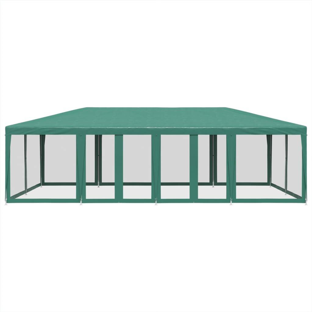 vidaXL Partyzelt mit 12 Mesh-Seitenteilen Grün 8x4 m HDPE