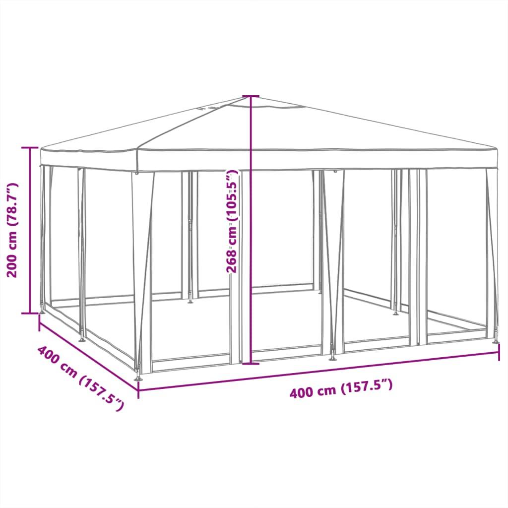 vidaXL Partyzelt mit 8 Mesh-Seitenteilen Anthrazit 4x4 m HDPE