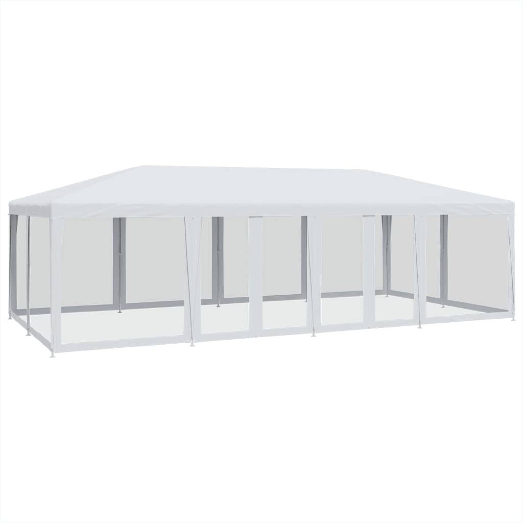 vidaXL Partyzelt mit 12 Mesh-Seitenteilen Weiß 8x4 m HDPE