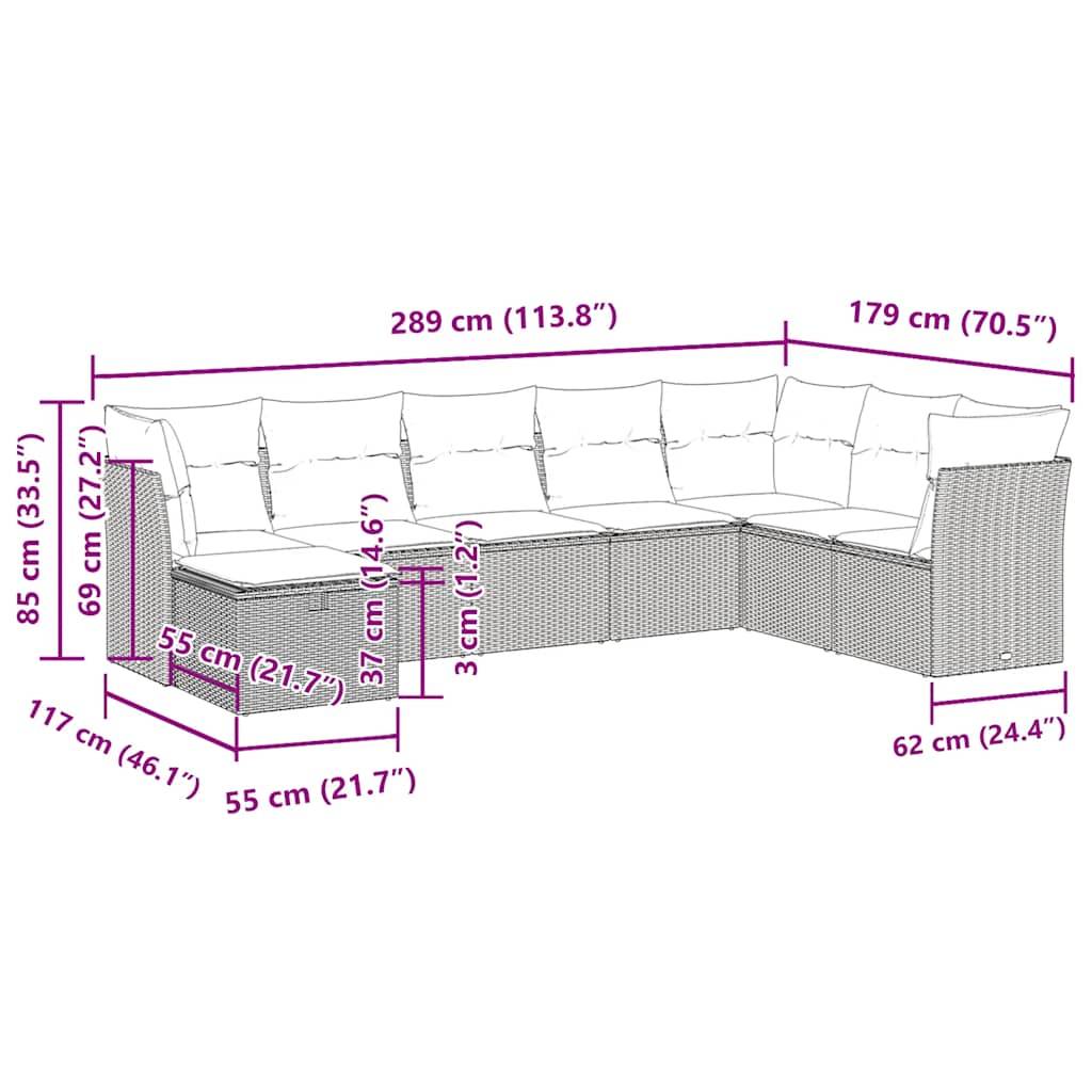 vidaXL 8-tlg. Garten-Sofagarnitur mit Kissen Beige Poly Rattan