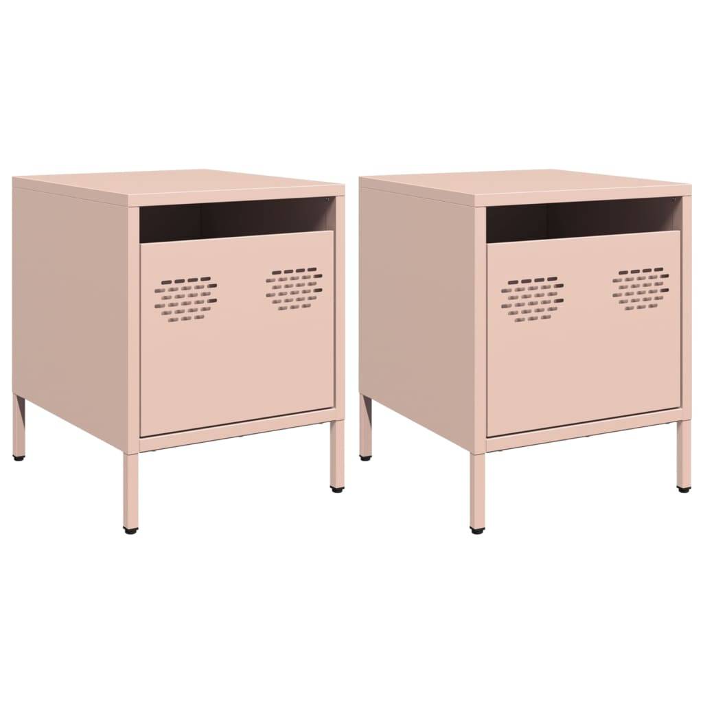 vidaXL Nachttische 2 Stk. Rosa 35x39x43,5 cm Stahl
