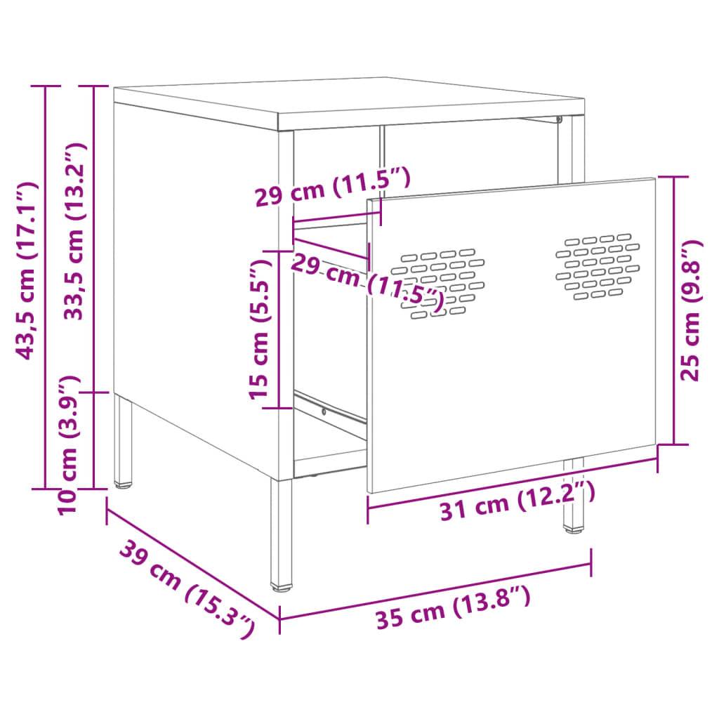 vidaXL Nachttische 2 Stk. Senfgelb 35x39x43,5 cm Stahl